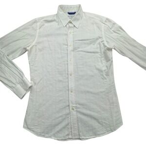 Teddy Stratford Shirt Mens M Size 3 White Hidden Zip Button Down Sleeve Cotton